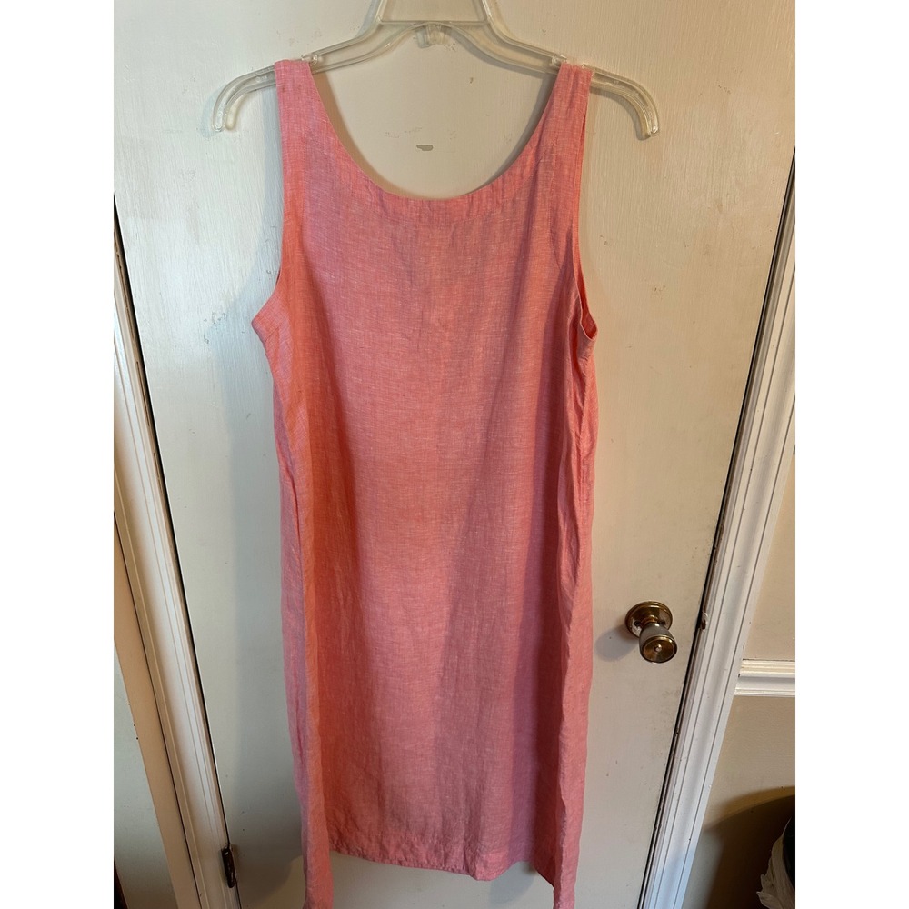Haven Well Within Coral Pink 100% Linen Sleeveless Shift Midi Dress Womens Large